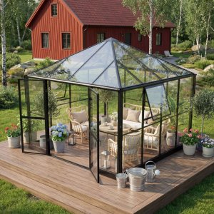 Gazebo 8,1m² | Kvadratiskt premiumväxthus | 4 mm säkerhetsglas | 5 års stormgaranti Gazebo 8,1m² | Kvadratiskt premiumväxthus | 4 mm säkerhetsglas | 5 års stormgaranti