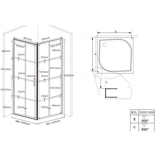 Duschhrna med svarta profiler | 6mm skerhetsglas