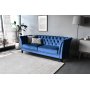 Chesterfieldsoffa 3-sits | Bl� sammet, kallskum & avtagbar kl�dsel | Milton