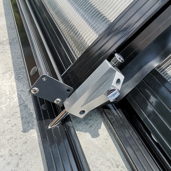 Pooltak 3x6m med sidod�rr | Skjutbart - Svart