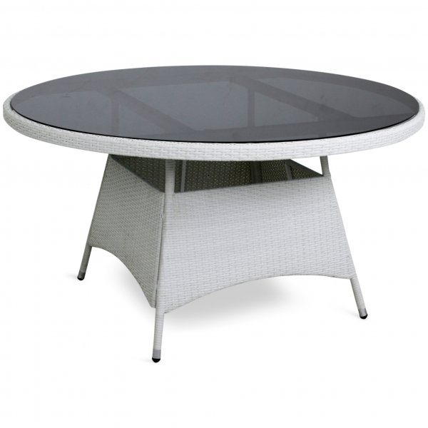 Rund matgrupp | Vit konstrotting med 6 stolar | Lyfco Tyl�sand