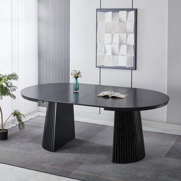 F�rl�ngningsbart runt matbord 120�200 cm i ek med plats f�r 4�10 personer | Crossby
