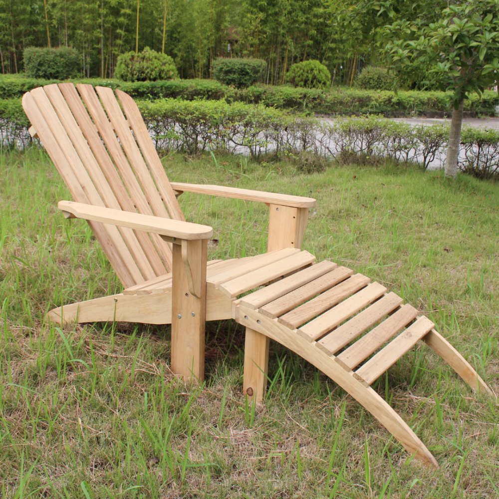 däckstol i trä med fotstöd solstol för uteplats 154×67×87 cm