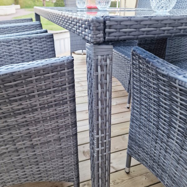 Matgrupp utembler med 8 stolar | Dynor ingr | Gr | Lyfco Lysekil