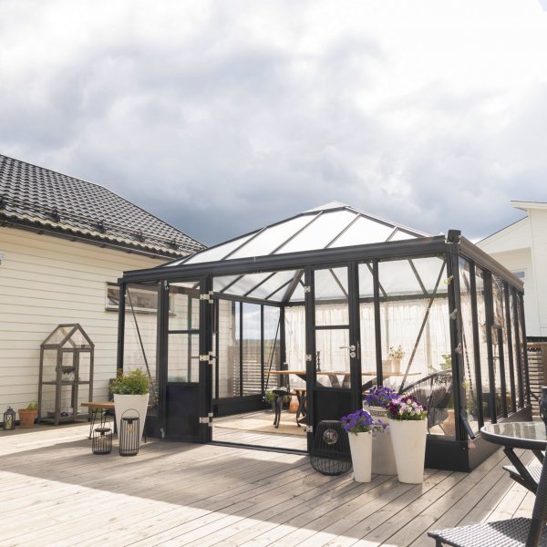 Orangeri och uterum 19,2m | Kvadratiskt premium-vxthus