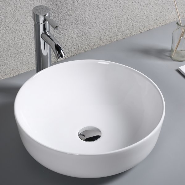 Runt fristående handfat för bänkskiva Runt fristående handfat för bänkskiva