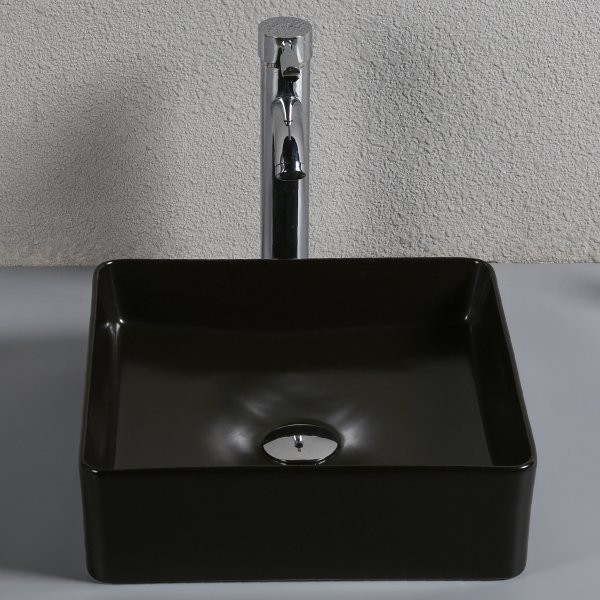 Fyrkantigt handfat 37cm | Ovanp�liggande | Mattsvart yta