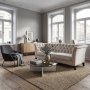 Chesterfieldsoffa 3-sits | Beige sammet, kallskum & avtagbar kl�dsel | Milton