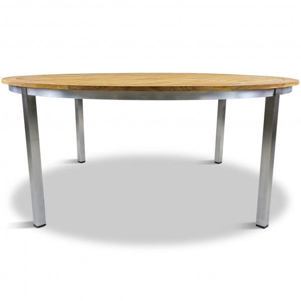 Stor rund tr�dg�rdsgrupp i teak / rostfritt st�l | Bord & 8 positionsstolar