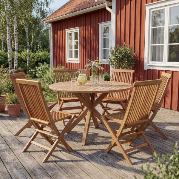F�llbar teakstol | Klassisk utestol i h�llbart teaktr� | Sol�