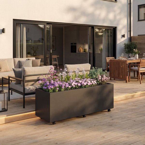 Bloml�da i st�l | 120x40x60 cm | Svart | F�r utomhusbruk