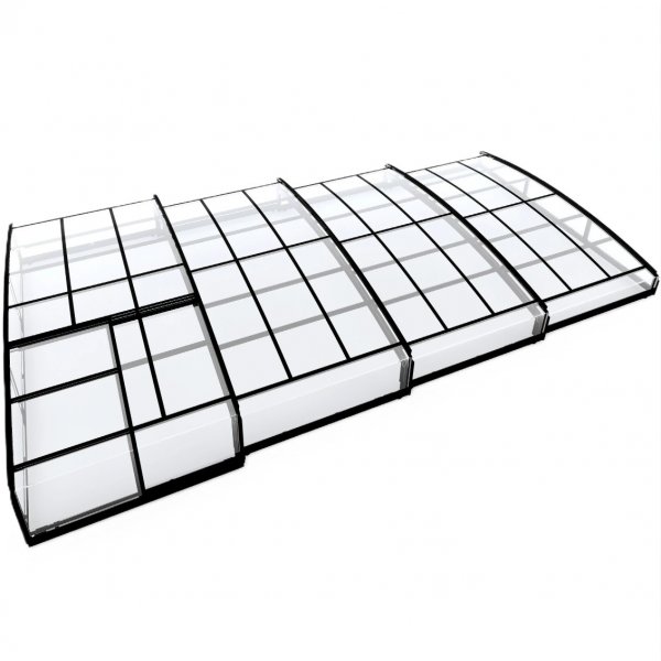 Pooltak 4x8m | Utan skenor | UV-skydd | Flexibel dörr Pooltak 4x8m | Utan skenor | UV-skydd | Flexibel dörr