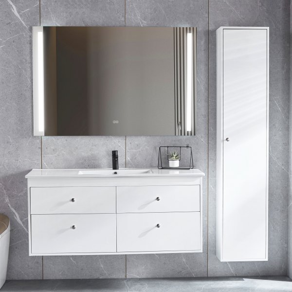 Badrumspaket | Kommod 120cm | Högskåp och LED-spegel Badrumspaket | Kommod 120cm | Högskåp och LED-spegel