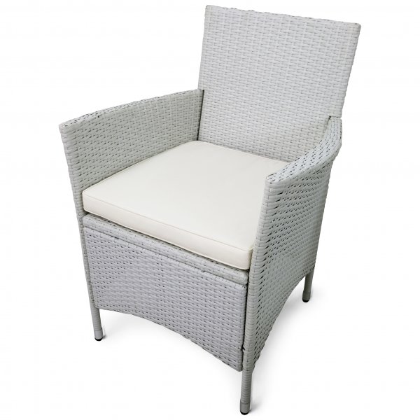 Utembler i vit konstrotting | Matgrupp med 8 stolar | Lyfco Lysekil