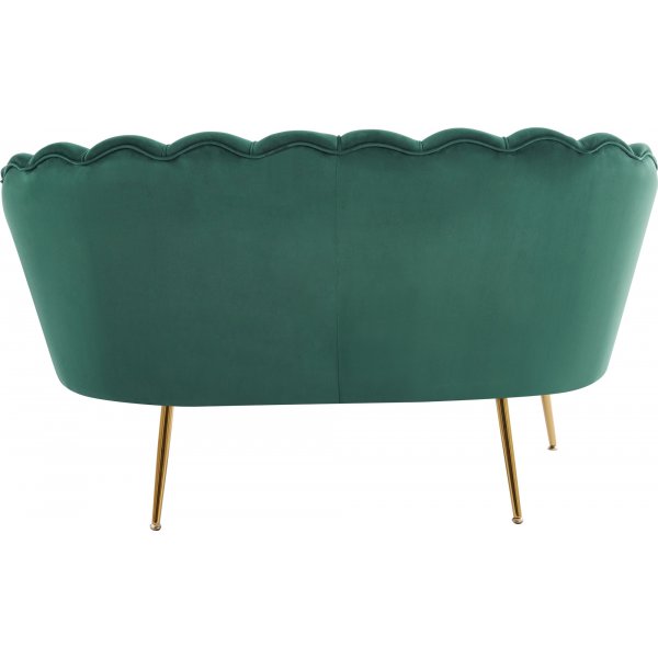 Soffa 2-sits | Sammet, vågformat ryggstöd & mässingsdetaljer | Kingsley Grön Soffa 2-sits | Sammet, vågformat ryggstöd & mässingsdetaljer | Kingsley Grön