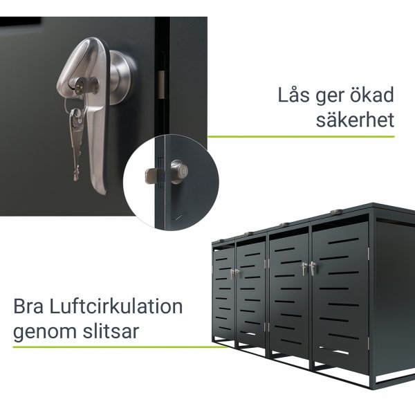 Soptunneskjul 2 kärl | Låsbart | Gasfjäder & ventilation | Mörkgrå Soptunneskjul 2 kärl | Låsbart | Gasfjäder & ventilation | Mörkgrå