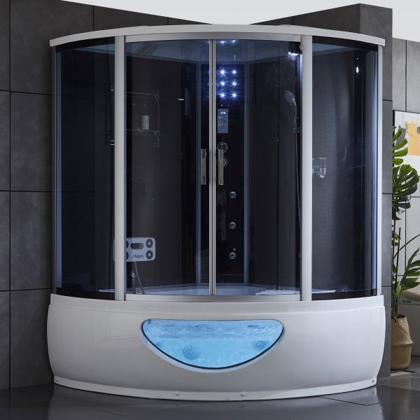 Stor duschkabin med jacuzzi-bad och massage