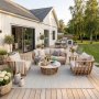 Soffgrupp i akacia & terrazzo-sten | Dynor med linnetyg | Storvik Soffgrupp i akacia & terrazzo-sten | Dynor med linnetyg | Storvik