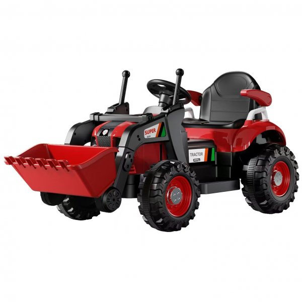 Eltraktor fr barn 6V | Grvskopa | 4,5Ah | Rd/Svart