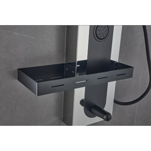 Duschpanel i svart och spegelblank rostfritt stl | Amanda