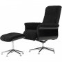 Hag�n f�t�lj med fotpall | Antracit teddy, recliner & snurrstativ | Lyxig komfort och modern design