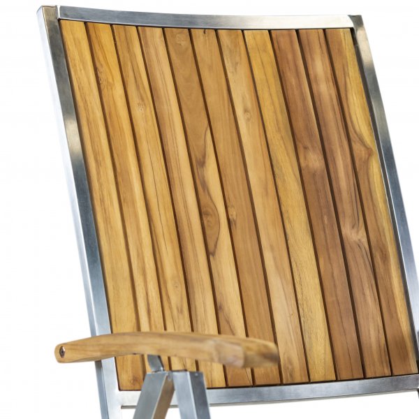 Stor rund tr�dg�rdsgrupp i teak / rostfritt st�l | Bord & 8 positionsstolar