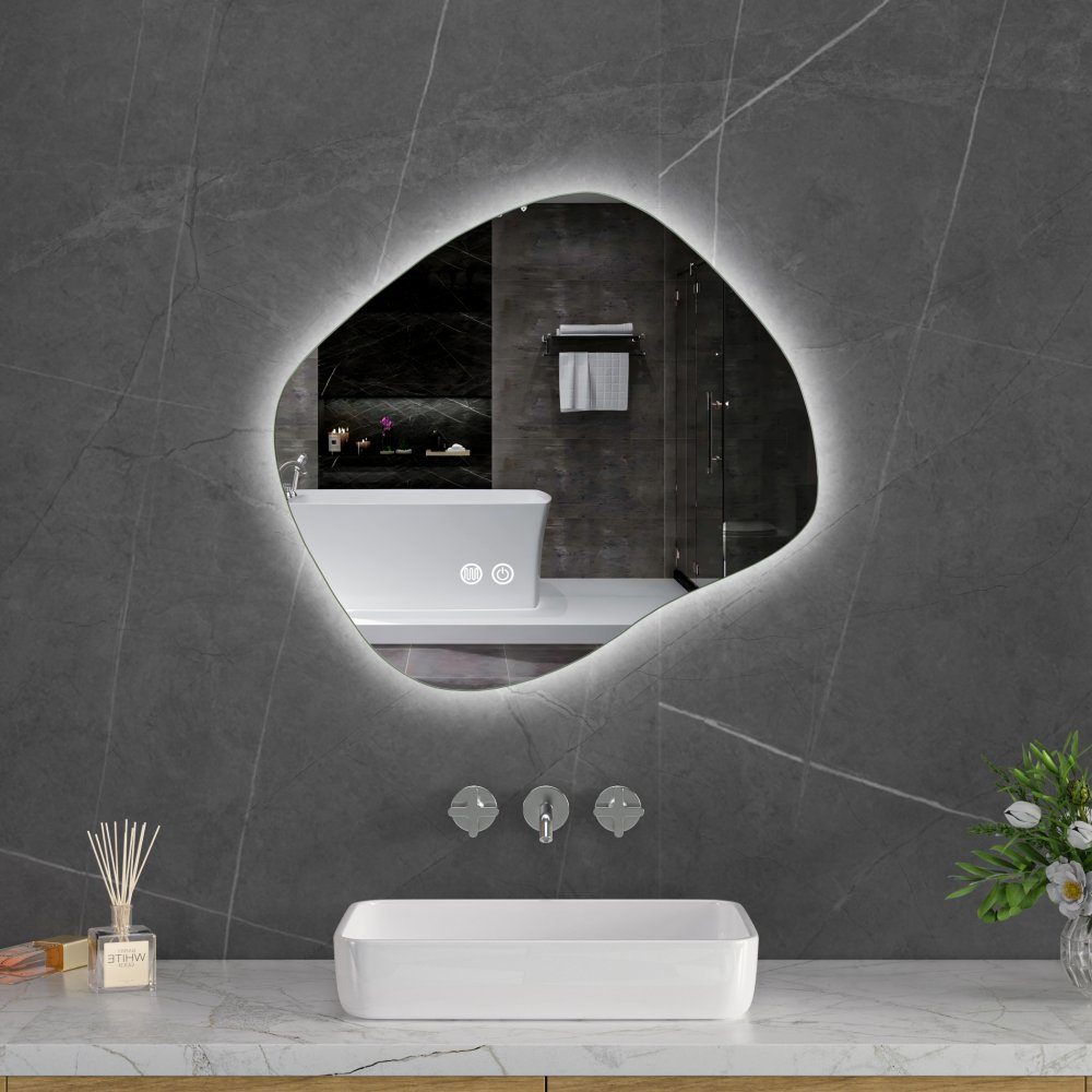 LED-spegel 60x55 cm | Anti-Fog | Högkvalitativ kopparfri spegel | Lyfco | LED-spegel: 60x55 cm med anti-fog och justerbar belysning