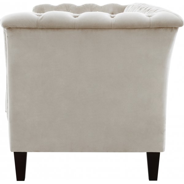 Chesterfieldsoffa 3-sits | Beige sammet, kallskum & avtagbar kl�dsel | Milton