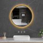 Rund badrumsspegel 60x60 | Svart ram | LED-belysning | Anti-fog & touch-styrning
