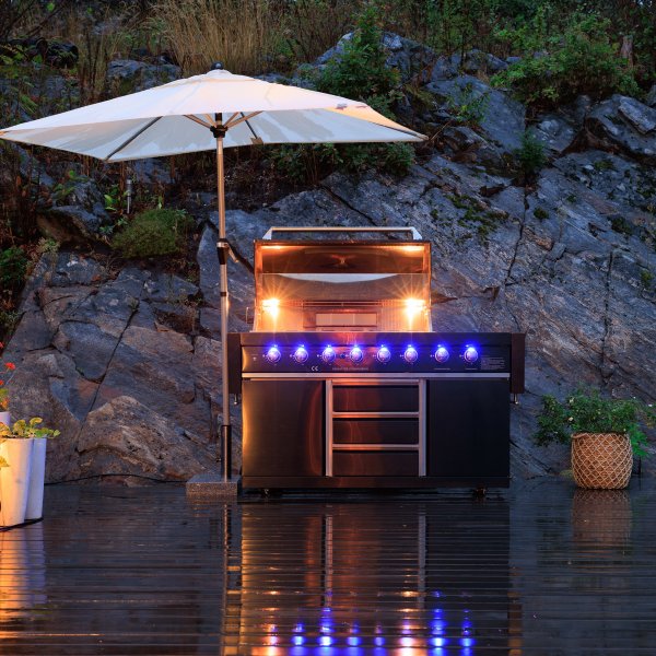 Rostfri gasolgrill/utekk | Varmluftsfunktion | New Orleans Blackline