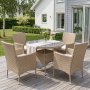 Rund matgrupp | Bord �100 cm & 4 stolar med dynor | Tyl�sand � Beige