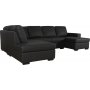 U-soffa | Divan, �ppet avslut & kallskum | Solna Gr�/Svart PU