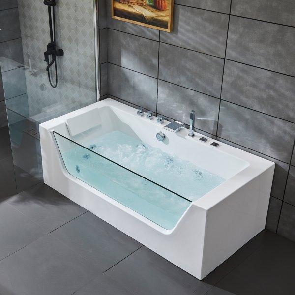 Bubbelbadkar med glasfront & underhållsvärmare 170x80cm | BK-020 Bubbelbadkar med glasfront & underhållsvärmare 170x80cm | BK-020