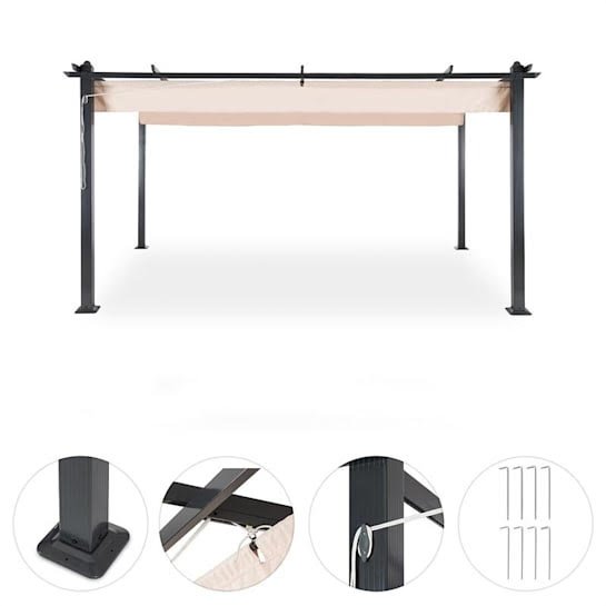 Pergola 300x400 cm | Justerbart solskydd | Mörkgrå aluminium Pergola 300x400 cm | Justerbart solskydd | Mörkgrå aluminium