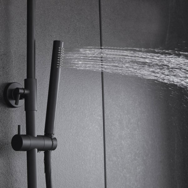 Komplett takduschset med handdusch i rundad design | Svart