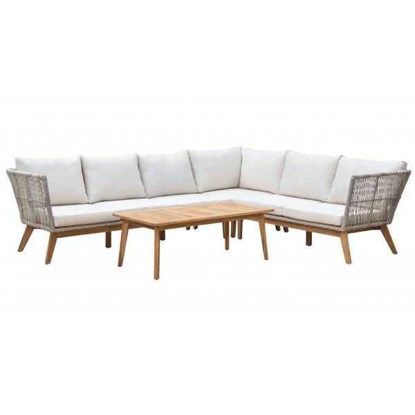 Inez utegrupp med stor hörnsoffa och soffbord Inez utegrupp med stor hörnsoffa och soffbord