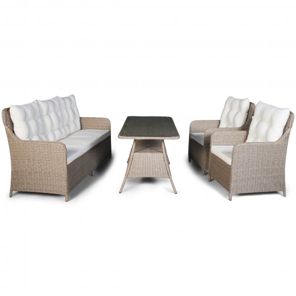 Loungegrupp utemöbler | Beige konstrotting | Rögrund Loungegrupp utemöbler | Beige konstrotting | Rögrund