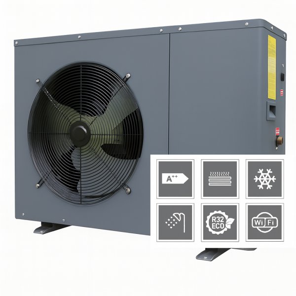 Luft/vatten Vrmepump 10 kW | Vrmer upp till 140 m | A++ Energiklass | Inverter | Tyst drift