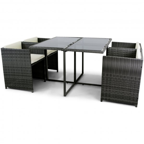 Platseffektiv matgrupp | 4 stolar i konstrotting | Lyfco Malmön Platseffektiv matgrupp | 4 stolar i konstrotting | Lyfco Malmön