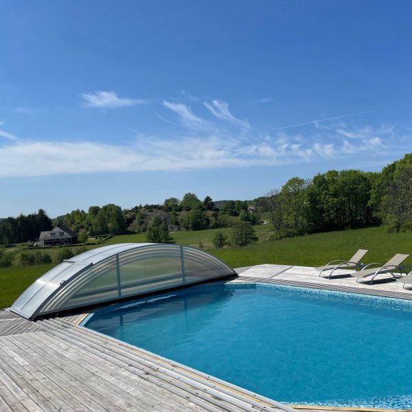 Pooltak 5x10m med sidodörr | Skjutbart - Aluminium Pooltak 5x10m med sidodörr | Skjutbart - Aluminium