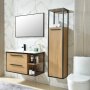Industria Badrumspaket 90 cm – Kommod, keramiskt tvättställ, spegel & sidoskåp | Trä/Svart Industria Badrumspaket 90 cm – Kommod, keramiskt tvättställ, spegel & sidoskåp | Trä/Svart