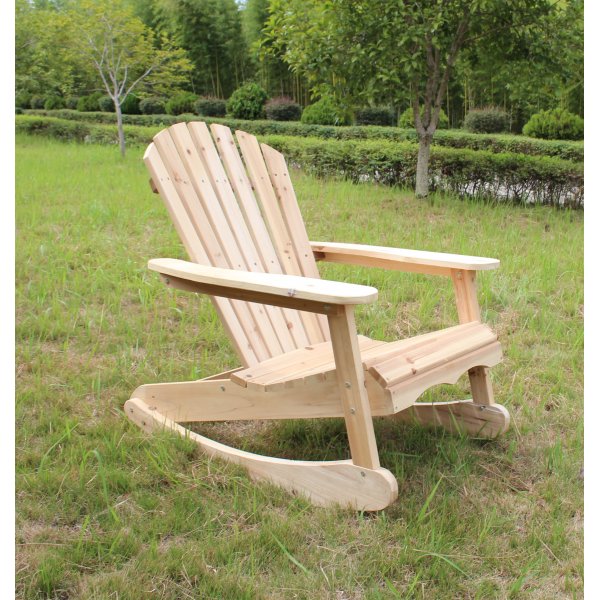 Gungande d�ckstol i tr� | Adirondack loungestol f�r uteplats | 92�79�90 cm