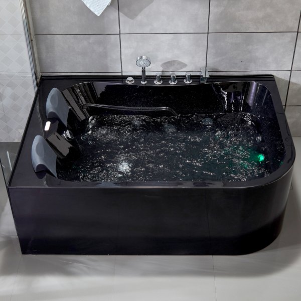 Bubbelbadkar för två 170x120cm | Värmare & ljusterapi | BK-008 | Svart Bubbelbadkar för två 170x120cm | Värmare & ljusterapi | BK-008 | Svart