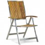 Rund trdgrdsgrupp i teak / rostfritt stl | Bord & 6 positionsstolar