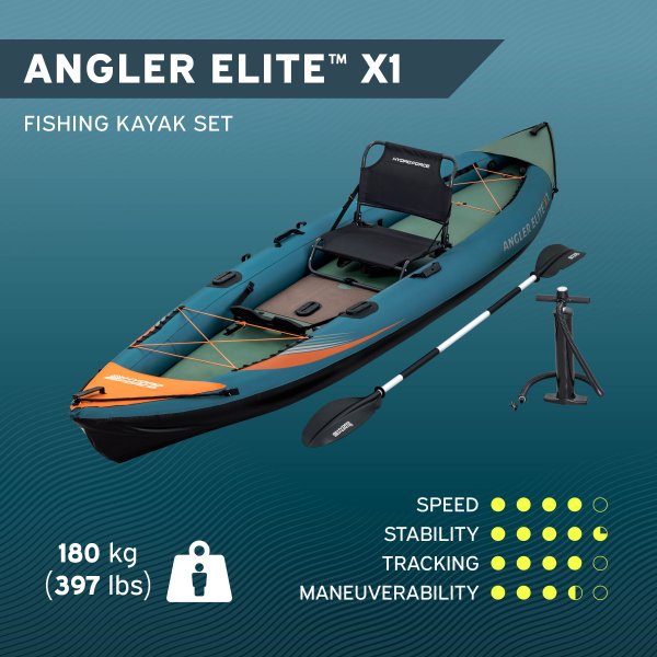 HydroForce Angler Elite Fiskekajak 380×99 cm | Fish ruler, ripstop & komplett set | Bestway (65197) HydroForce Angler Elite Fiskekajak 380×99 cm | Fish ruler, ripstop & komplett set | Bestway (65197)