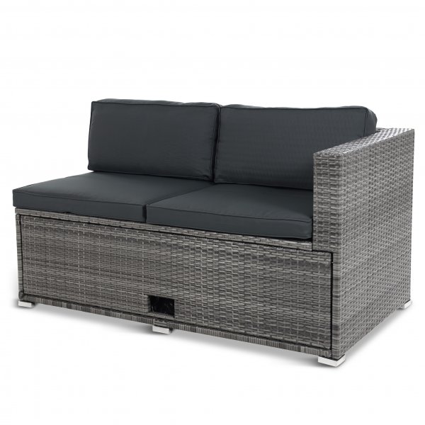 Stor loungegrupp | Tre smarta förvaringsutrymmen | Grå konstrotting Stor loungegrupp | Tre smarta förvaringsutrymmen | Grå konstrotting