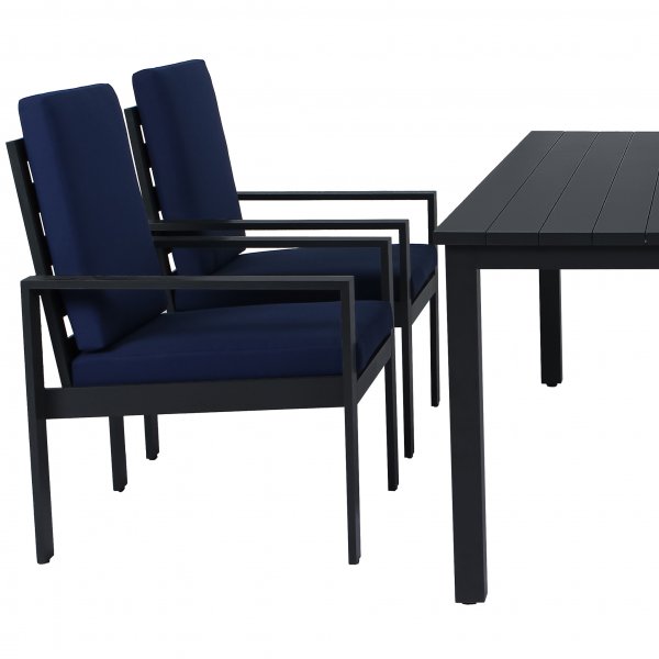 Matgrupp i aluminium | Svart | Bord & 4 stolar | Hamnviken Matgrupp i aluminium | Svart | Bord & 4 stolar | Hamnviken