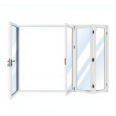 Vikdörr altandörr 3,0 x 2,43 m | Dubbelglas | Vit aluminium | Härdat glas 5+5 mm | Mått: 3,0 x 2,43 m (120 x 96 )