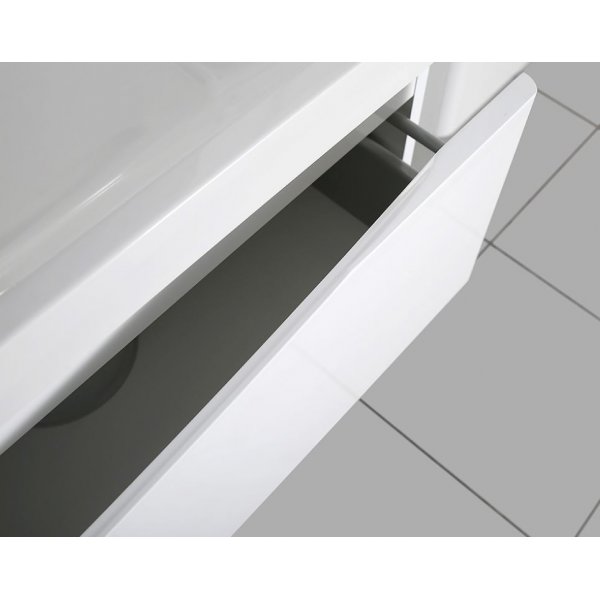 Marina badrumspaket 90 cm  Kommod, Artificiellt stentvttstll, spegelskp & sidoskp | Vit Hgglans | Mjukstngning