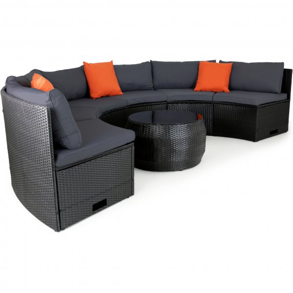 Stor rund loungegrupp | Inbyggd dynfrvaring | 6 sittplatser